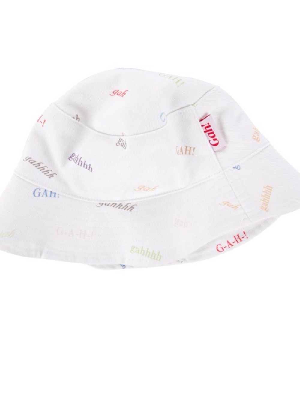 Lisa Says Gah White Bucket Hat with Multicolor Mini 'gah' Logos